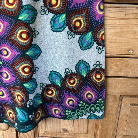 Luna Claire Small Sweater Dress Printed Peacock Colorful Mandala Boho Longsleeve - Picture 8 of 12